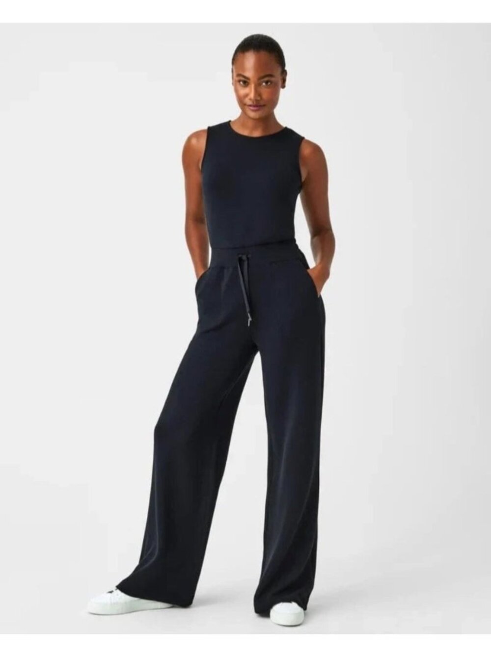 NEW Spanx Air Essentials Wide Leg Sleeveless Jumpsuit Black Medium Loungewear